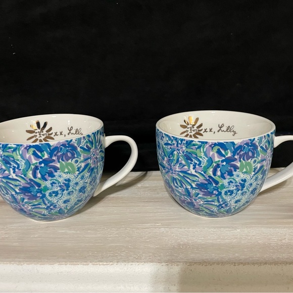 Lilly Pulitzer Blue and Green Floral Mugs - Picture 3 of 6